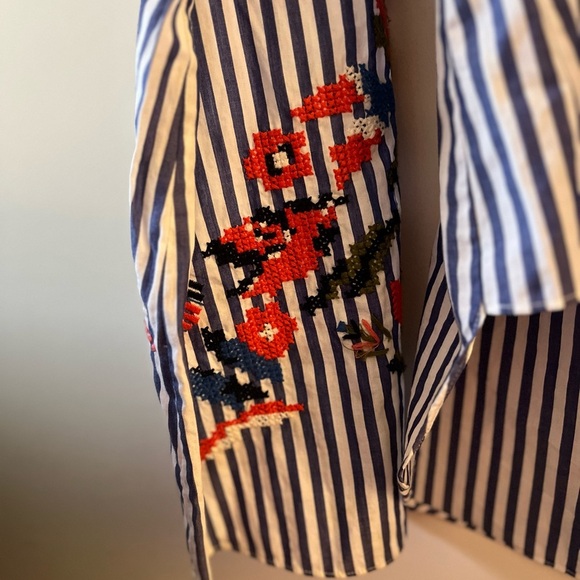 Tanya Taylor
Klara Embroidered Menswear Stripe Top, Blue/White - Picture 11 of 13